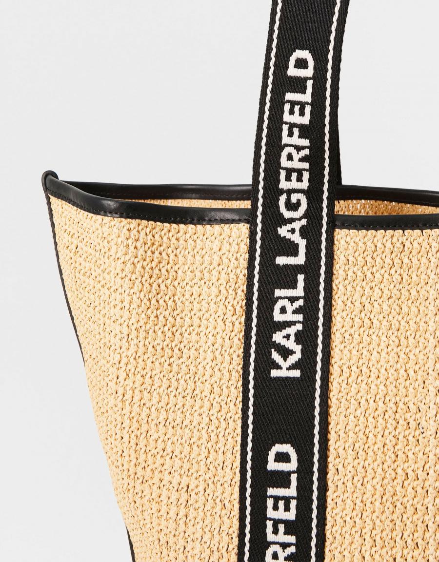 BOLSO KARL LAGERFELD K/ESSENTIAL RAFFIA BAG en color Beige
