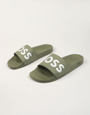 CHANCLAS BOSS ARYEH SLIDE en color Kaki