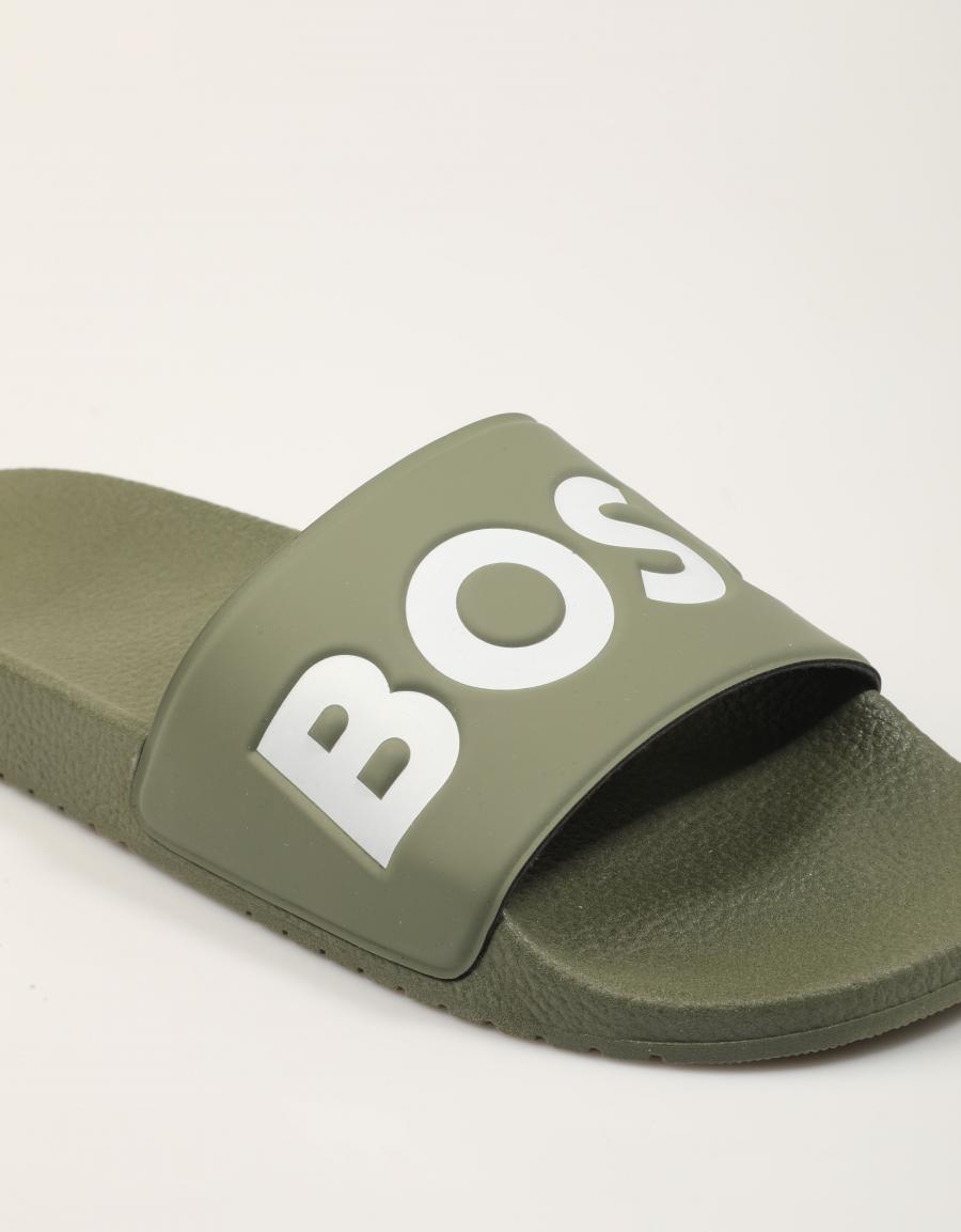 CHANCLAS BOSS ARYEH SLIDE en color Kaki