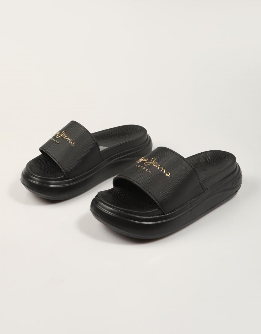 CHANCLAS PEPE JEANS BELLA LOG W en color Negro