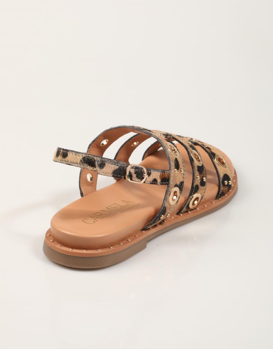 SANDALIAS CARMELA SANDALIA PIEL LEOPARDO en color Marron