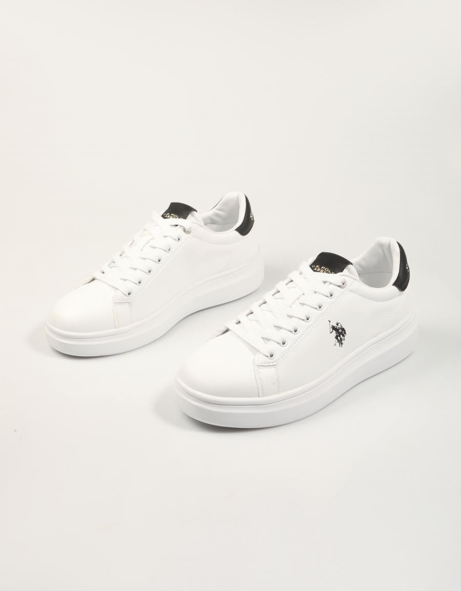 ZAPATILLAS US POLO ASSN CODY 010B WHITE BLACK en color Blanco