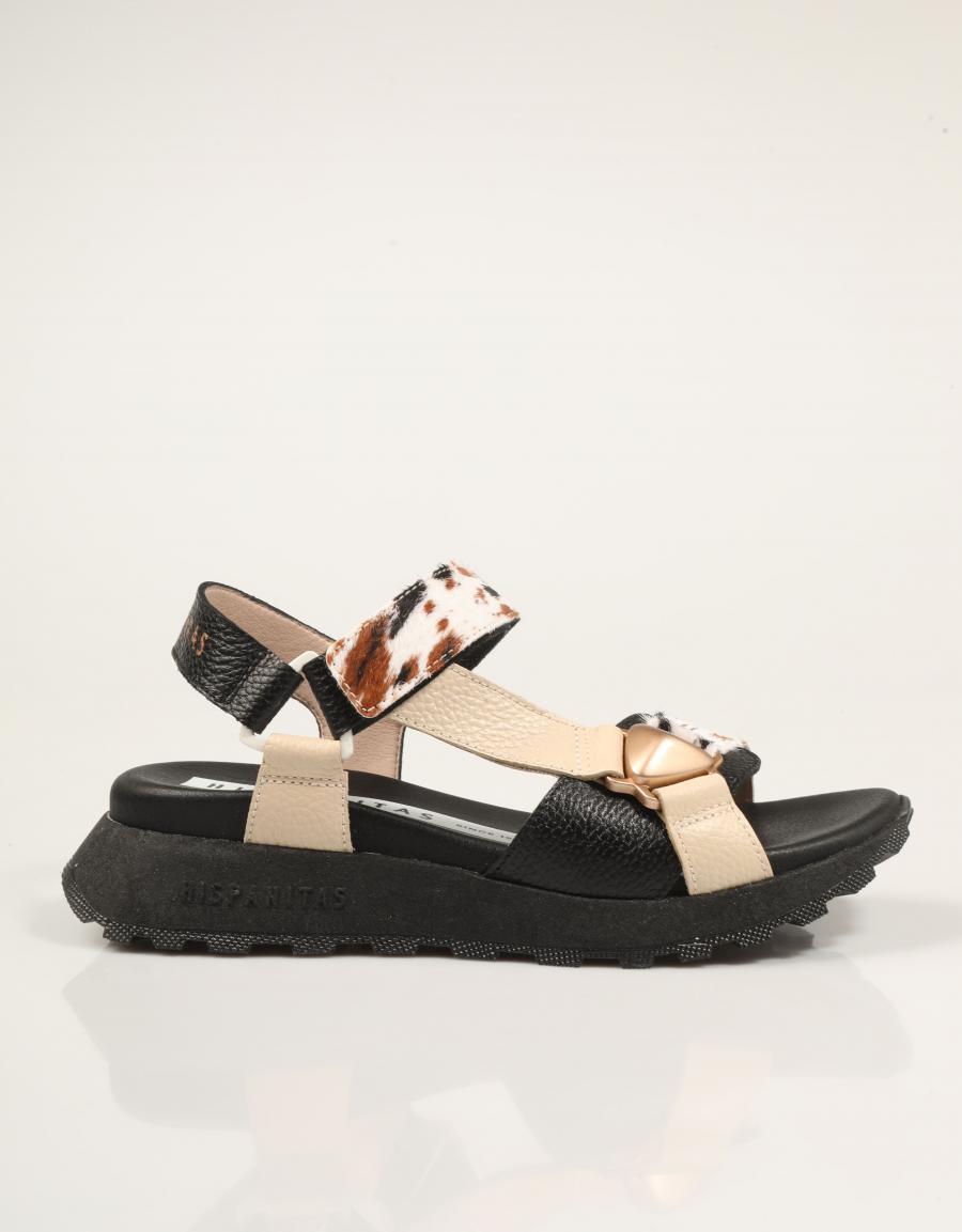 SANDALIAS HISPANITAS SANDALIA BUTTER/MULTI/BLACK en color Negro