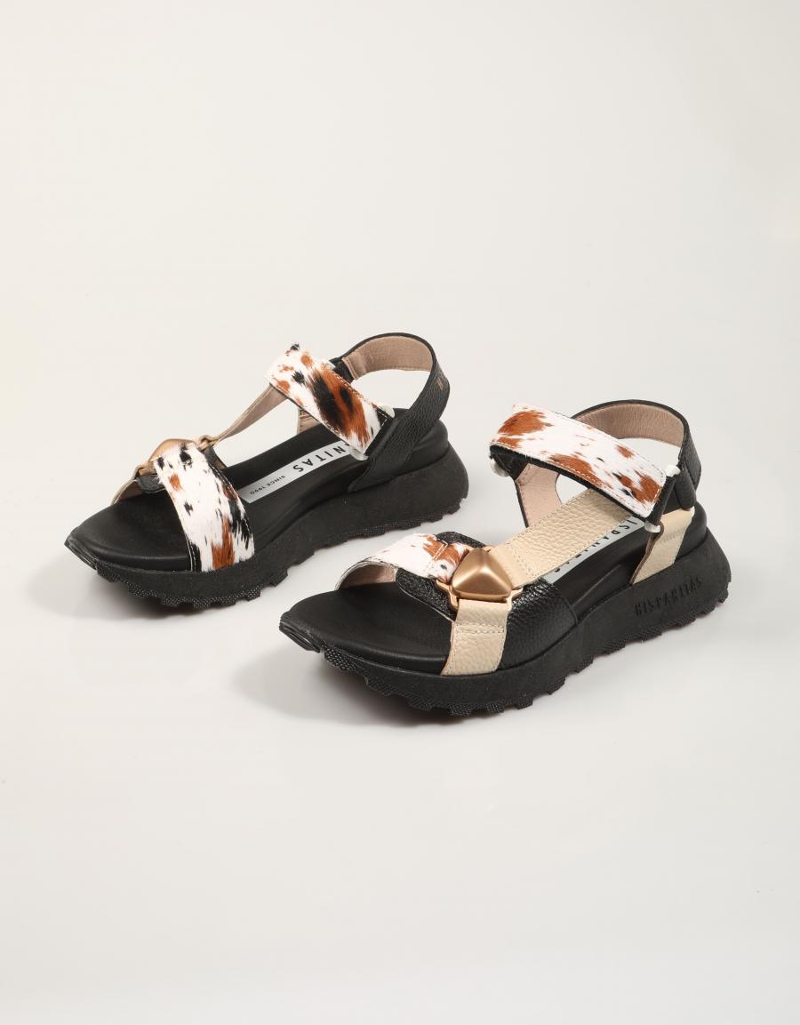 SANDALIAS HISPANITAS SANDALIA BUTTER/MULTI/BLACK en color Negro
