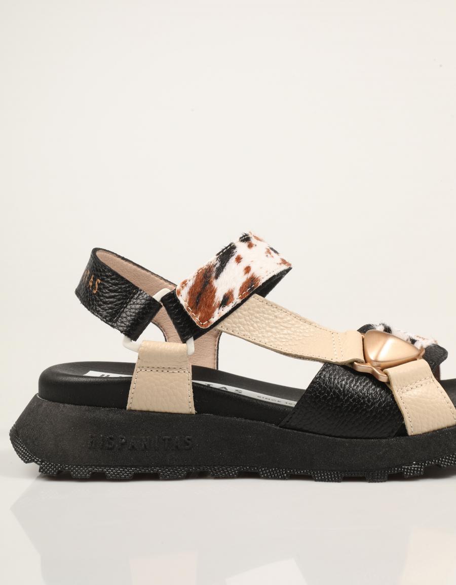 SANDALIAS HISPANITAS SANDALIA BUTTER/MULTI/BLACK en color Negro