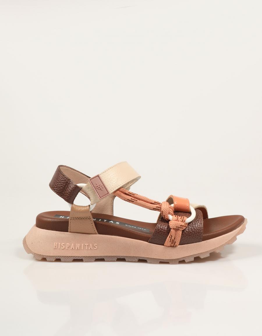 SANDALIAS HISPANITAS SANDALIA AVELLANA/CORAL/ALMOND en color Cuero