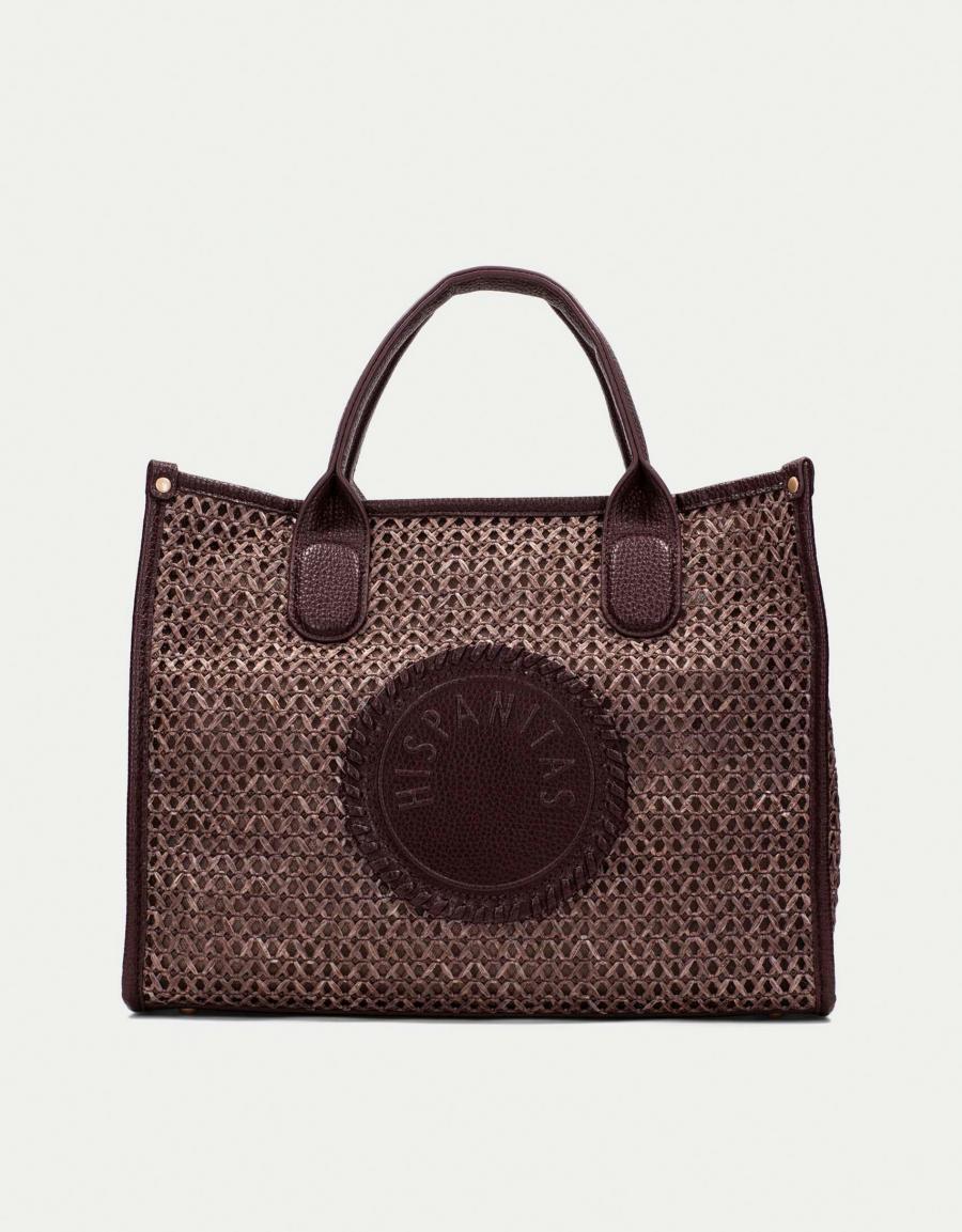 BOLSO HISPANITAS BOLSO RAFIA AVELLANA en color Marron