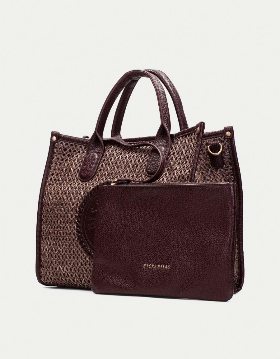 BOLSO HISPANITAS BOLSO RAFIA AVELLANA en color Marron