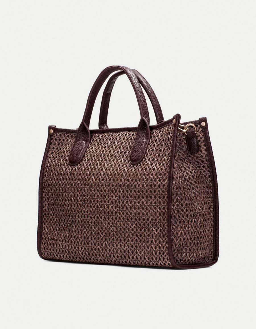 BOLSO HISPANITAS BOLSO RAFIA AVELLANA en color Marron