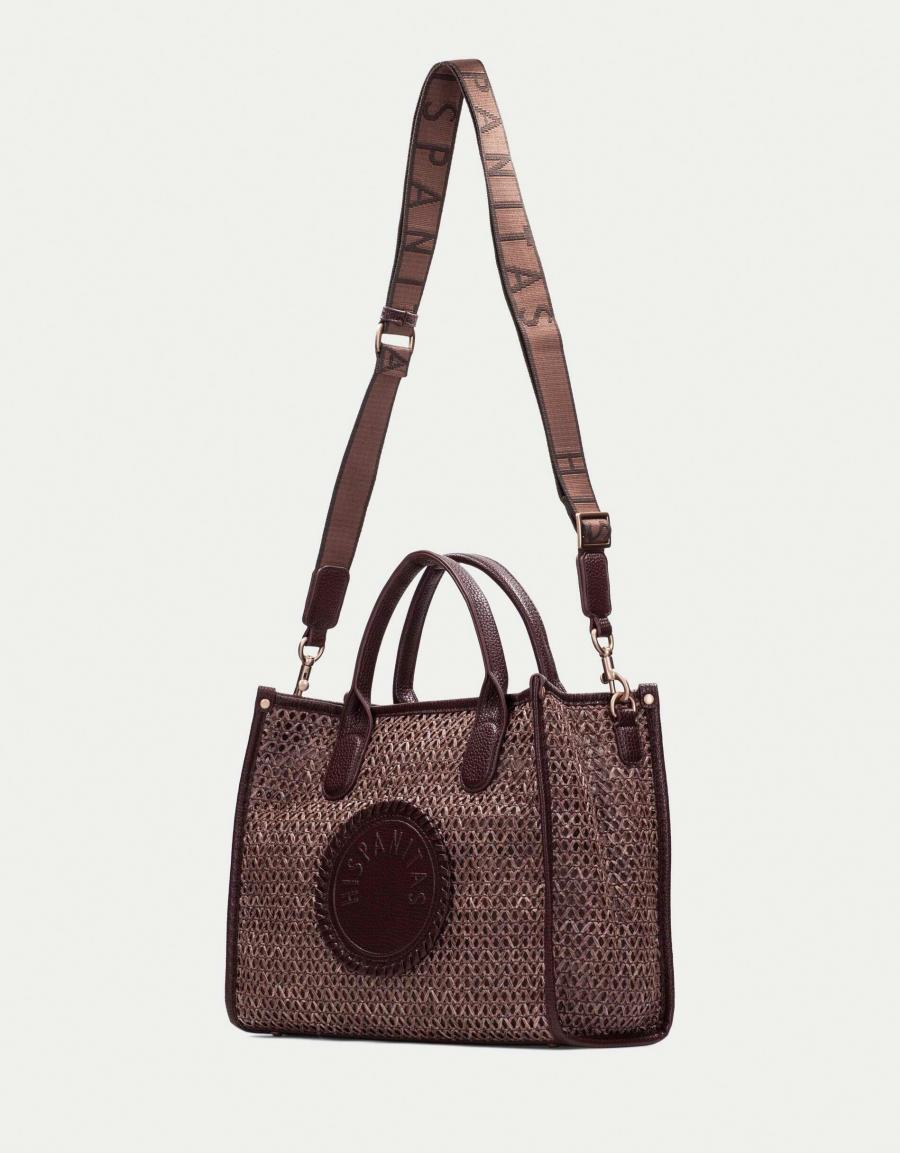 BOLSO HISPANITAS BOLSO RAFIA AVELLANA en color Marron