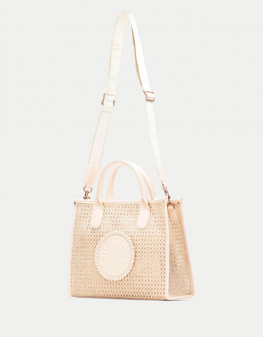 BOLSO HISPANITAS BOLSO RAFIA PANNA/BUTTER en color Hielo