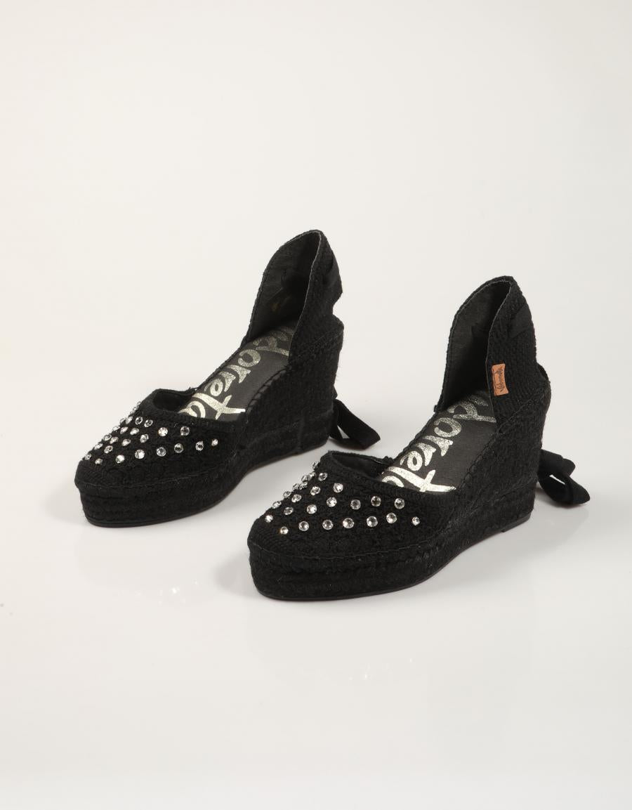 ALPARGATAS VIDORRETA CROCHET  CRISTAL NEGRO en color Negro