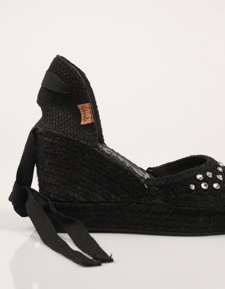 ALPARGATAS VIDORRETA CROCHET  CRISTAL NEGRO en color Negro