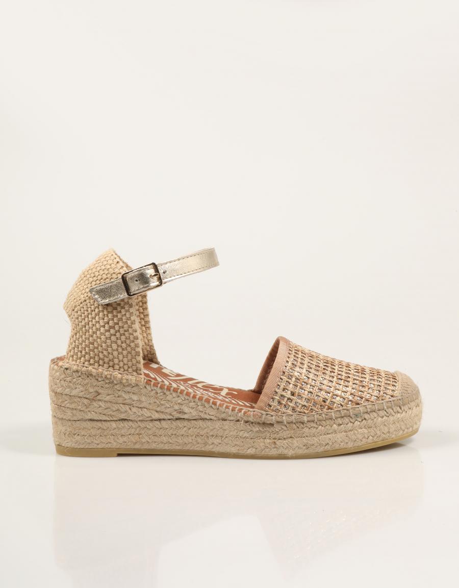 ALPARGATAS LUCIA VIGUERA VALENCIANA LEONOR ORO en color Beige
