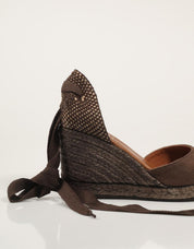 SANDALIAS LUCIA VIGUERA CUÑA LINO MARRON en color Marron