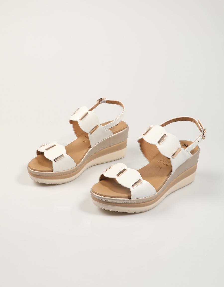SANDALIAS LA REPO SANDALIA BLANCO TUTTA PELLE en color Blanco