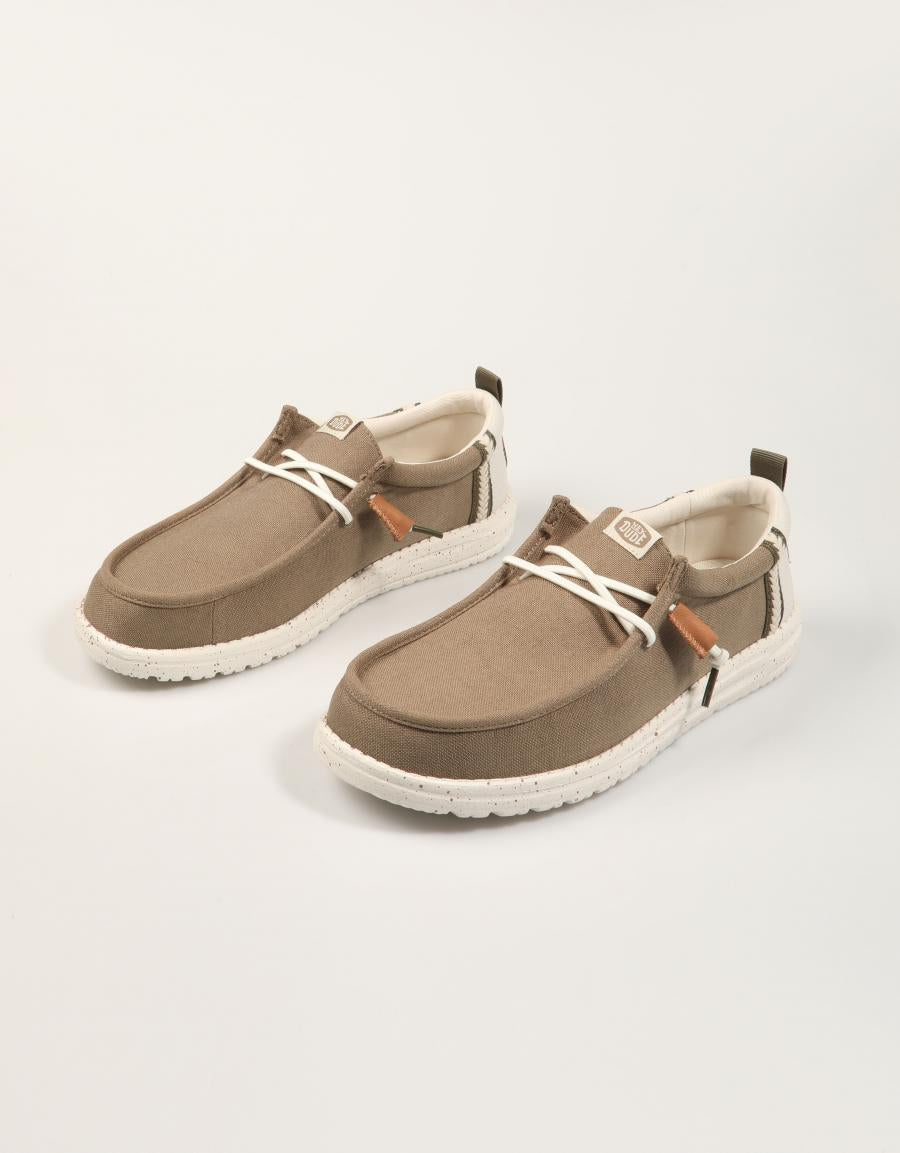 ZAPATOS DUDE WALLY SUMMER LINEN en color Kaki