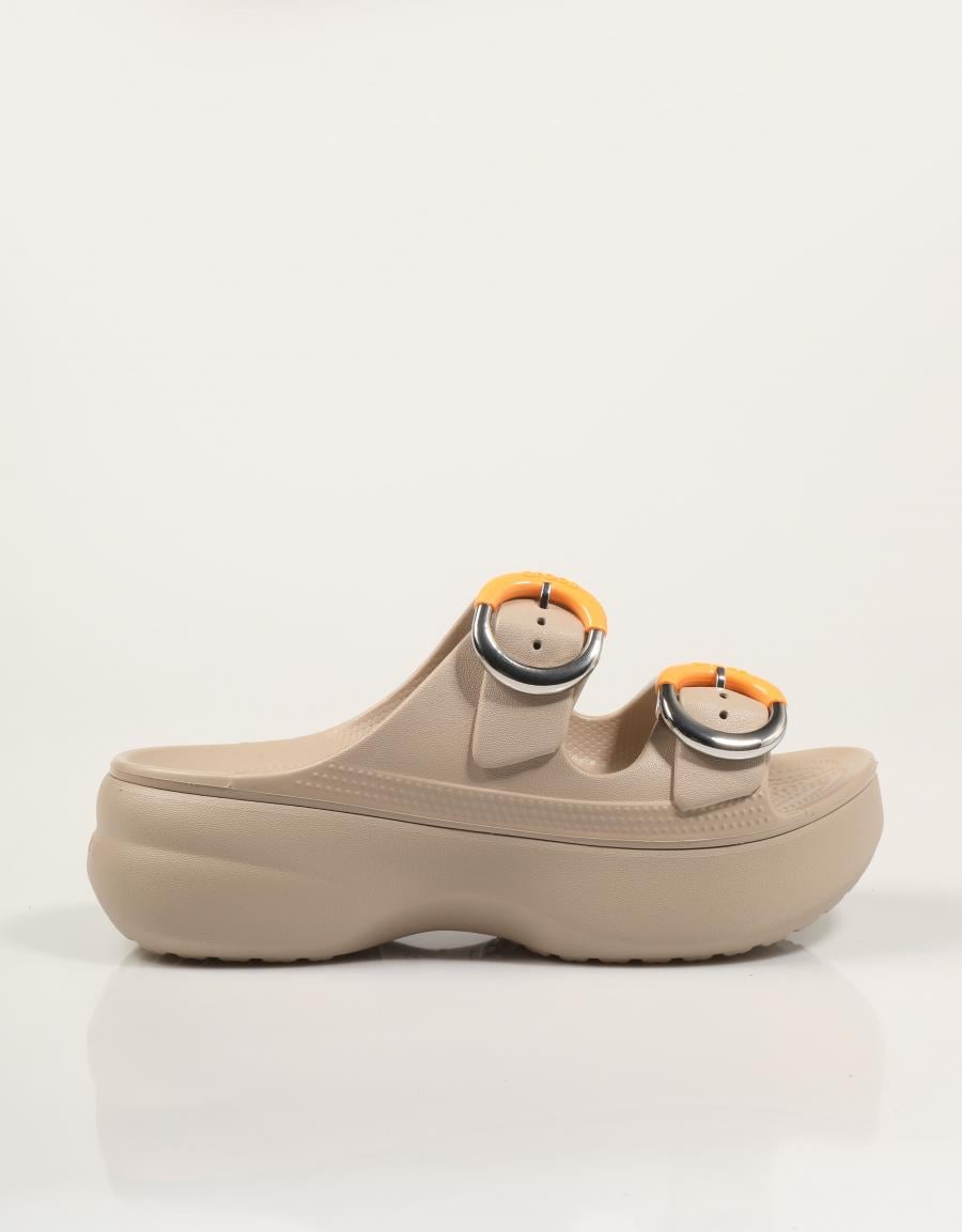ZUECOS CROCS SAT PLATFORM BUCKLE DULCE 213246 en color Taupe