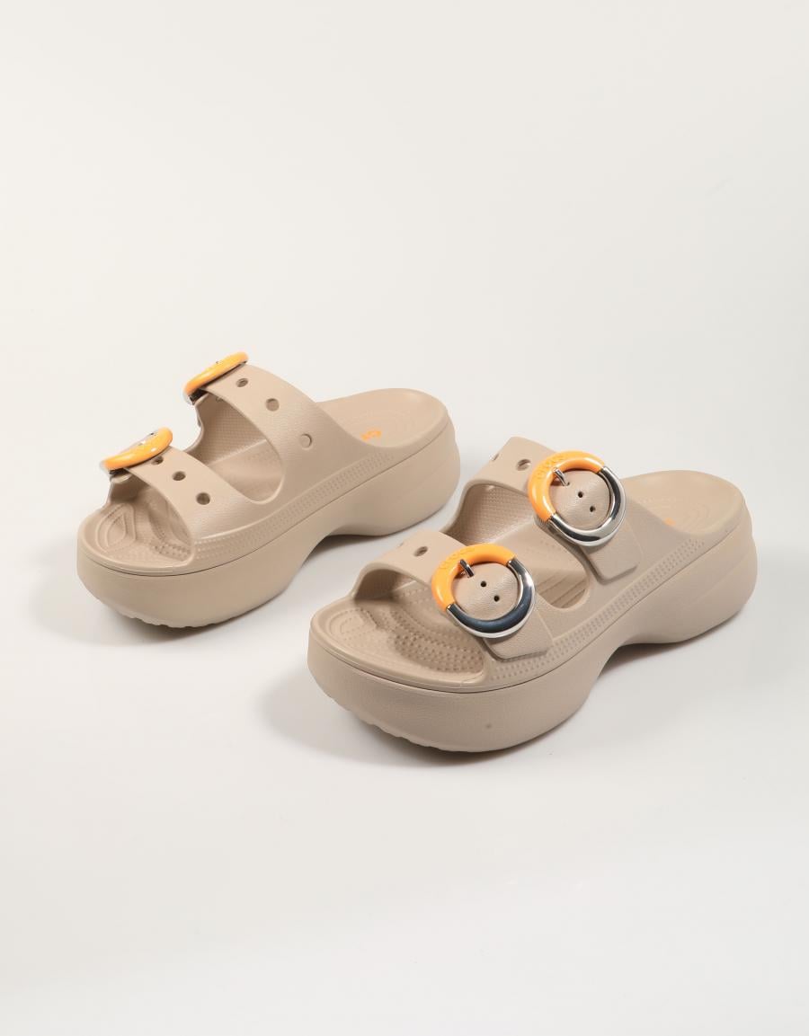 ZUECOS CROCS SAT PLATFORM BUCKLE DULCE 213246 en color Taupe