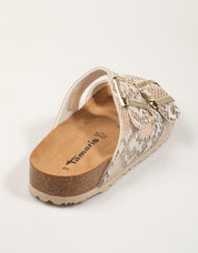 SANDALIAS TAMARIS BIO 2 HEBILLAS BEIGE/SNAKE en color Hielo