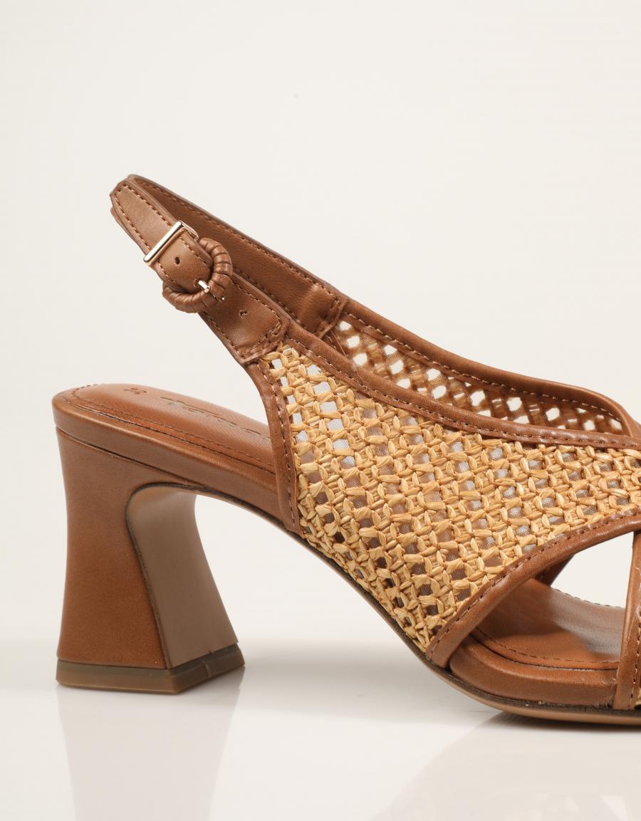 SANDALIAS TAMARIS SANDALIA RAFIA COGNAC en color Cuero
