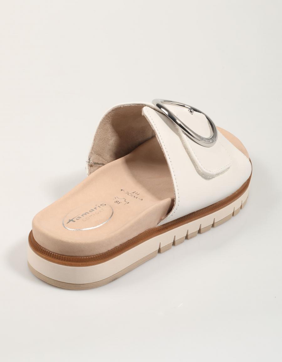 SANDALIAS TAMARIS CONFORT BIO HEBILLA WHITE en color Blanco