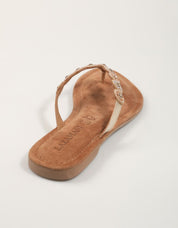 SANDALIAS LAZAMANI BEADS SMALL GOLD en color Beige