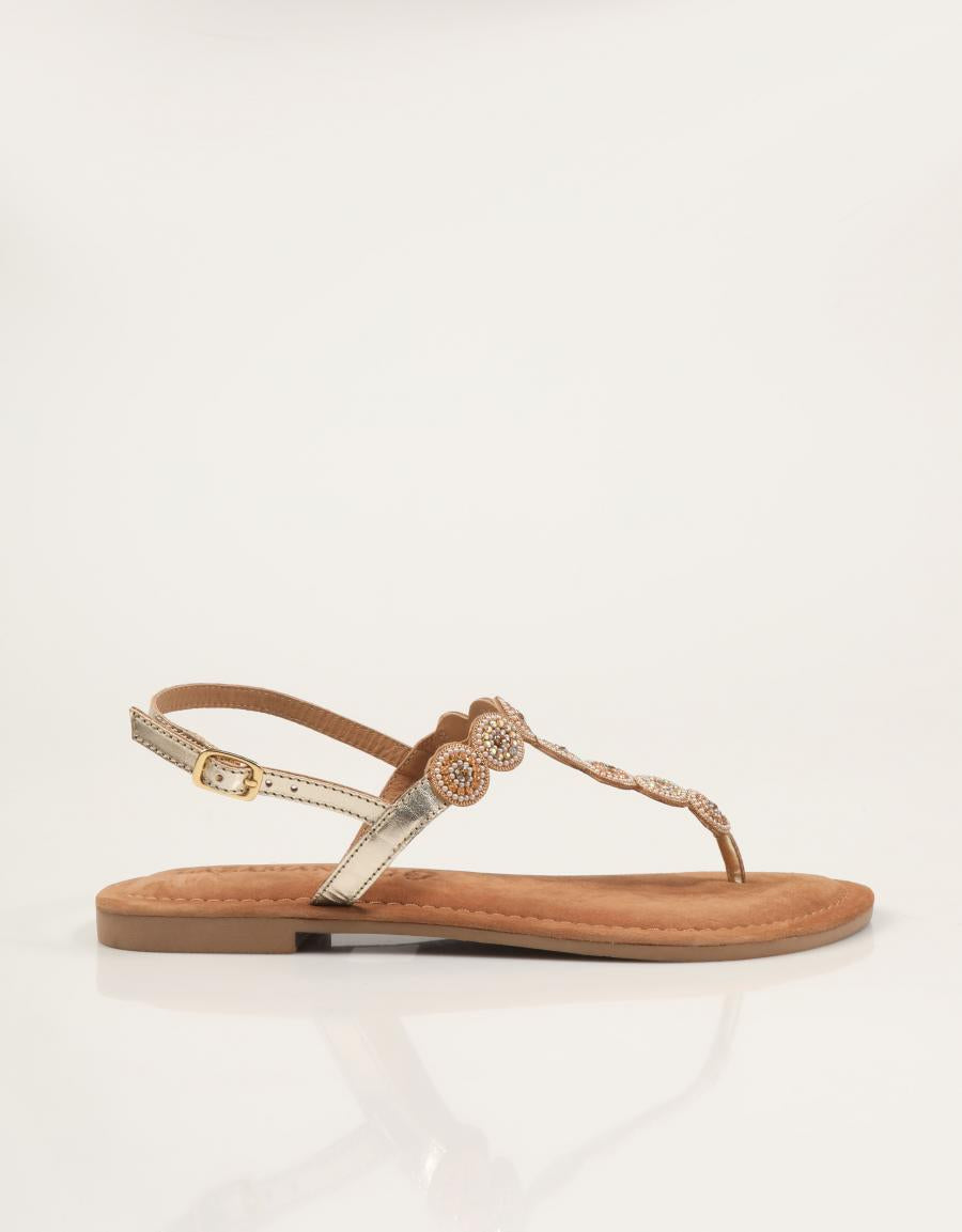 SANDALIAS LAZAMANI BEADS SMALL COGIDA GOLD en color Beige