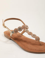 SANDALIAS LAZAMANI BEADS SMALL COGIDA GOLD en color Beige