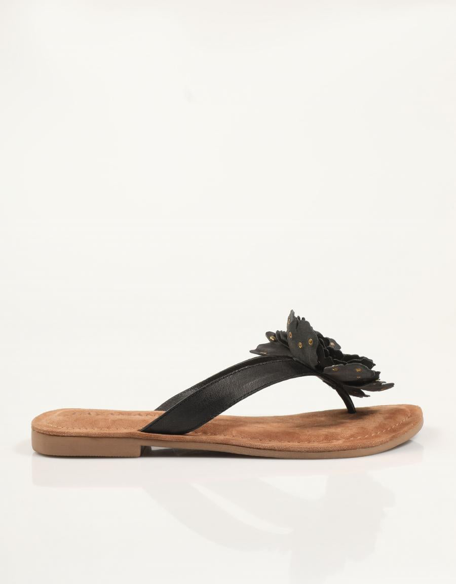 SANDALIAS LAZAMANI KIRA FLOWER STUDS BLACK en color Beige