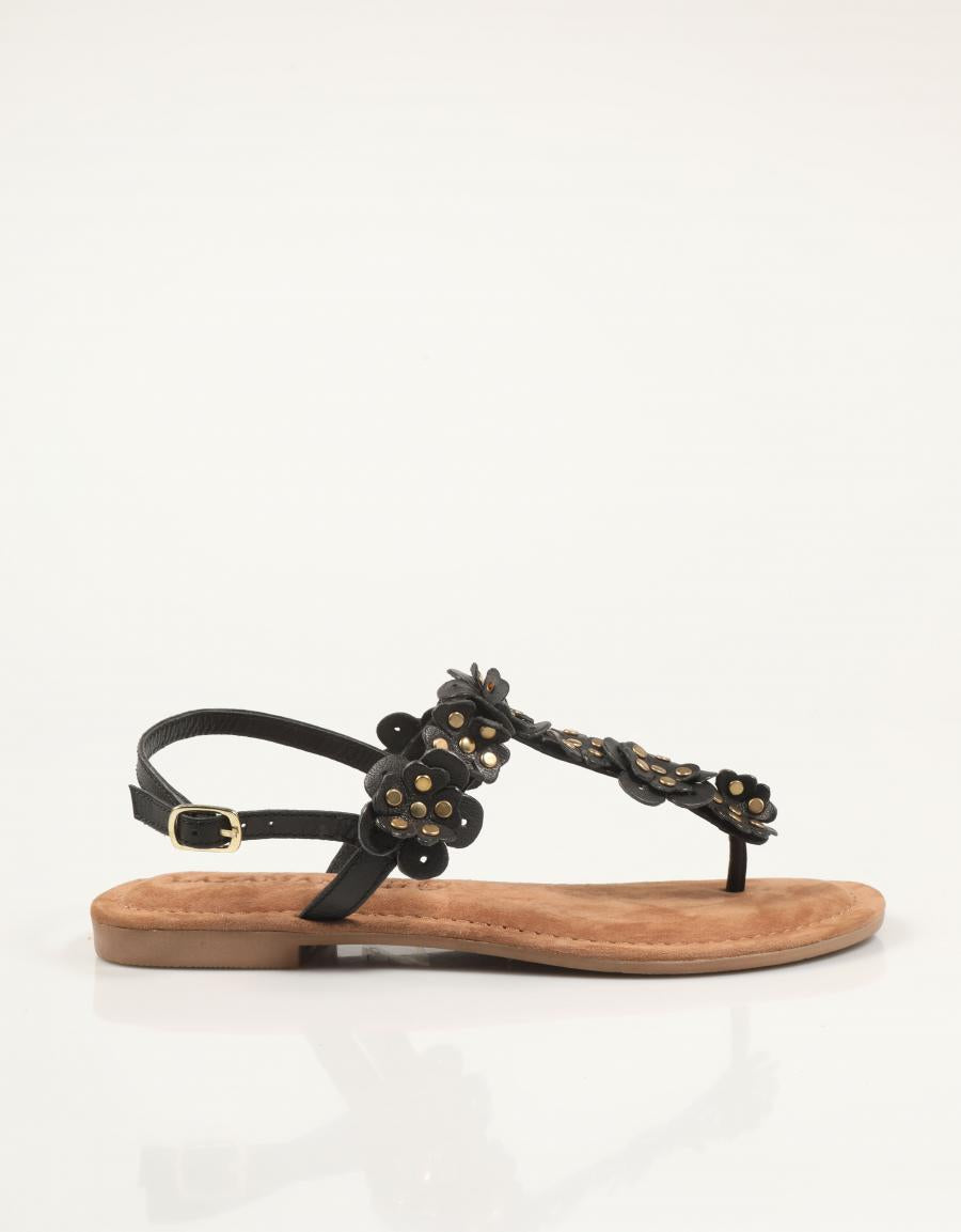 SANDALIAS LAZAMANI PIPPA FLOWER STUDS BLACK en color Beige