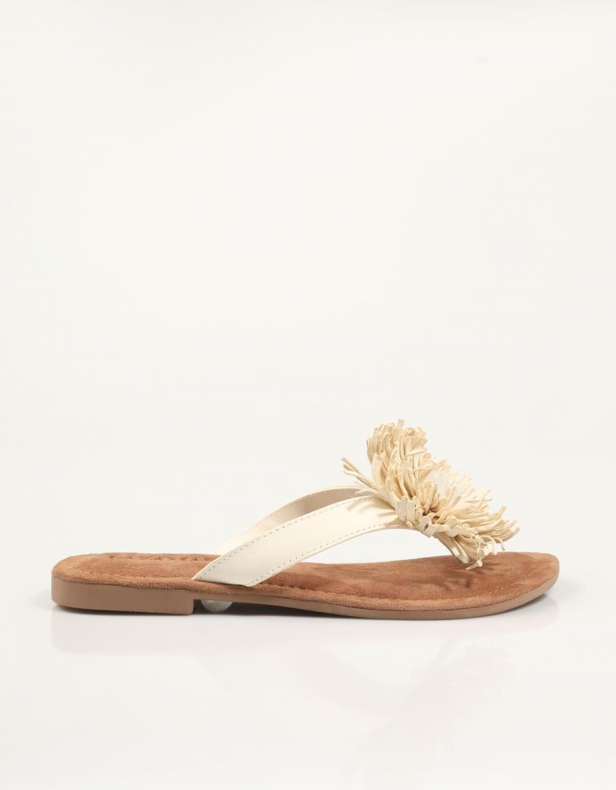 SANDALIAS LAZAMANI ROZA FLOWER OFF WHITE en color Beige