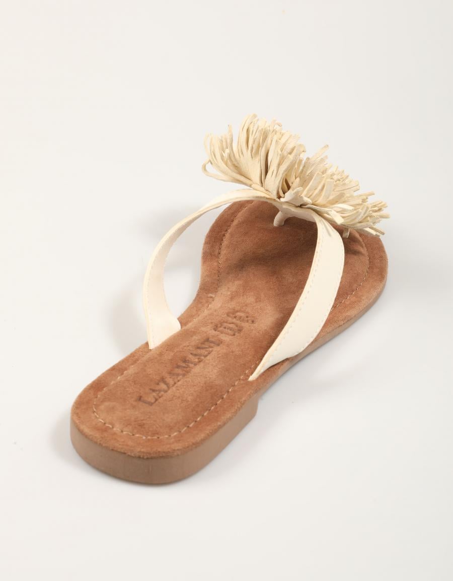SANDALIAS LAZAMANI ROZA FLOWER OFF WHITE en color Beige