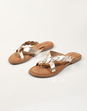 SANDALIAS LAZAMANI AVI TOE GOLD en color Beige