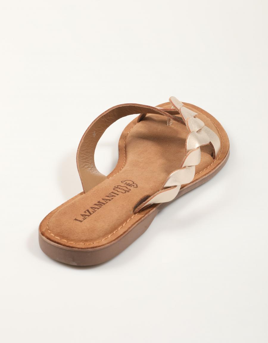 SANDALIAS LAZAMANI AVI TOE GOLD en color Beige
