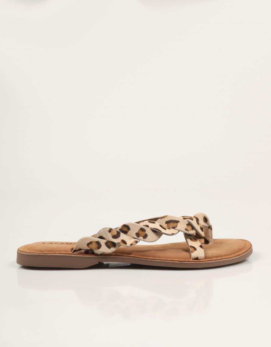 SANDALIAS LAZAMANI AVI TOE LEOPARD en color Beige