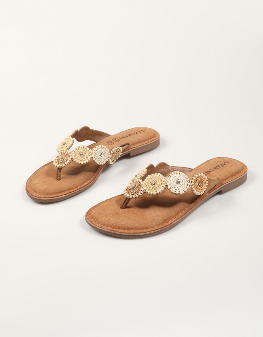 SANDALIAS LAZAMANI LOUA TOE BEIGE en color Beige