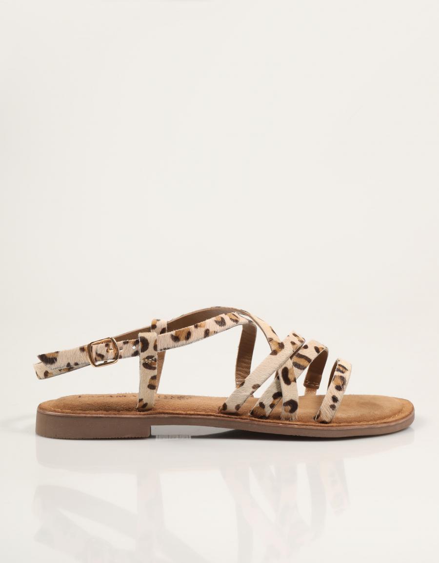 SANDALIAS LAZAMANI ZUZA STRAPPY LEOPARD en color Beige