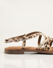 SANDALIAS LAZAMANI ZUZA STRAPPY LEOPARD en color Beige