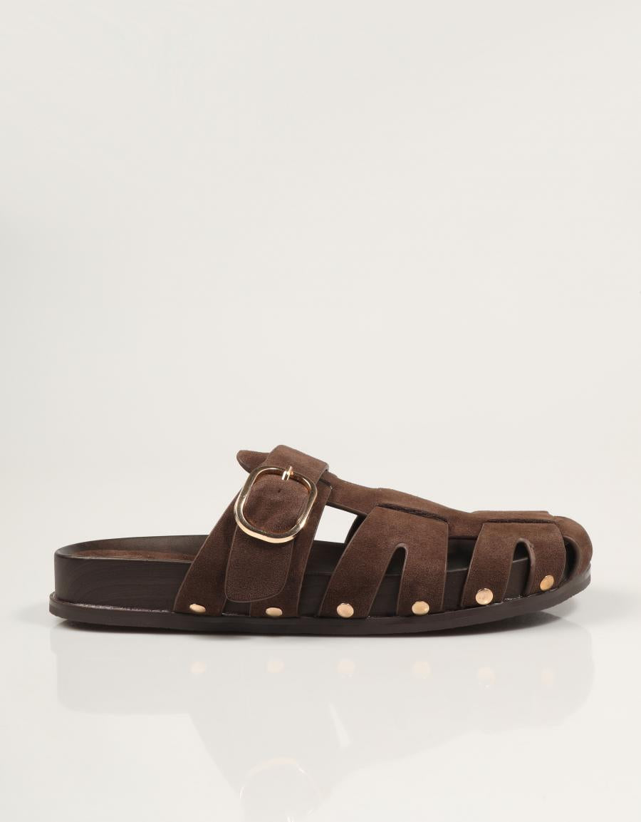 SANDALIAS TOP 3 ZUECO ROMANA MOKA en color Marron