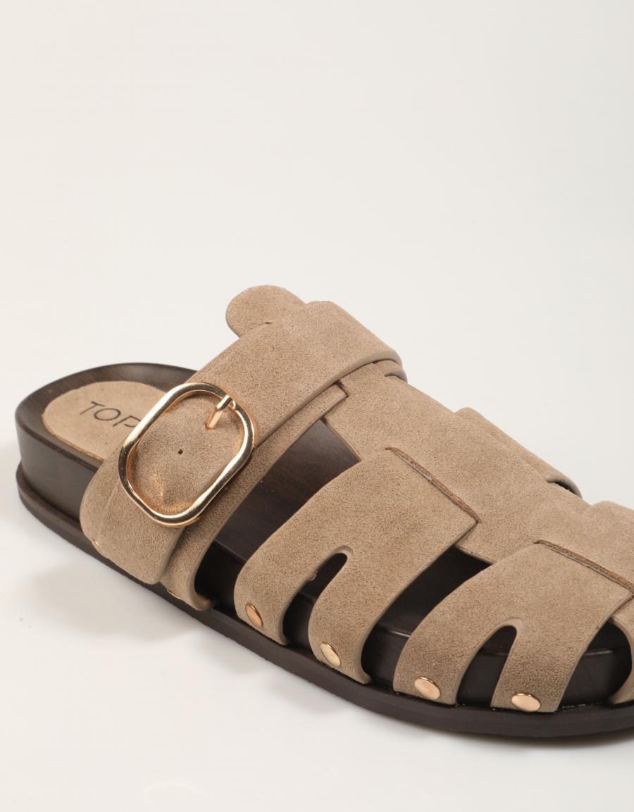 SANDALIAS TOP 3 ZUECO ROMANA PIEDRA en color Beige