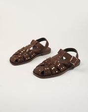 SANDALIAS TOP 3 ROMANA TACHAS MOKA en color Marron