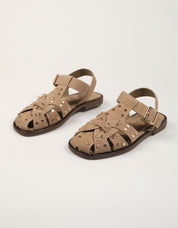 SANDALIAS TOP 3 ROMANA TACHAS PIEDRA en color Beige