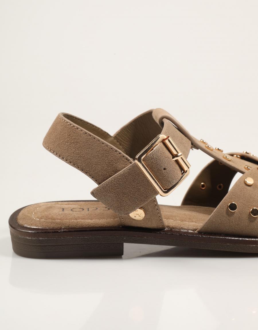 SANDALIAS TOP 3 ROMANA TACHAS PIEDRA en color Beige