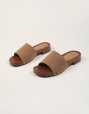 SANDALIAS EXE MADERA LISA TAUPE en color Taupe