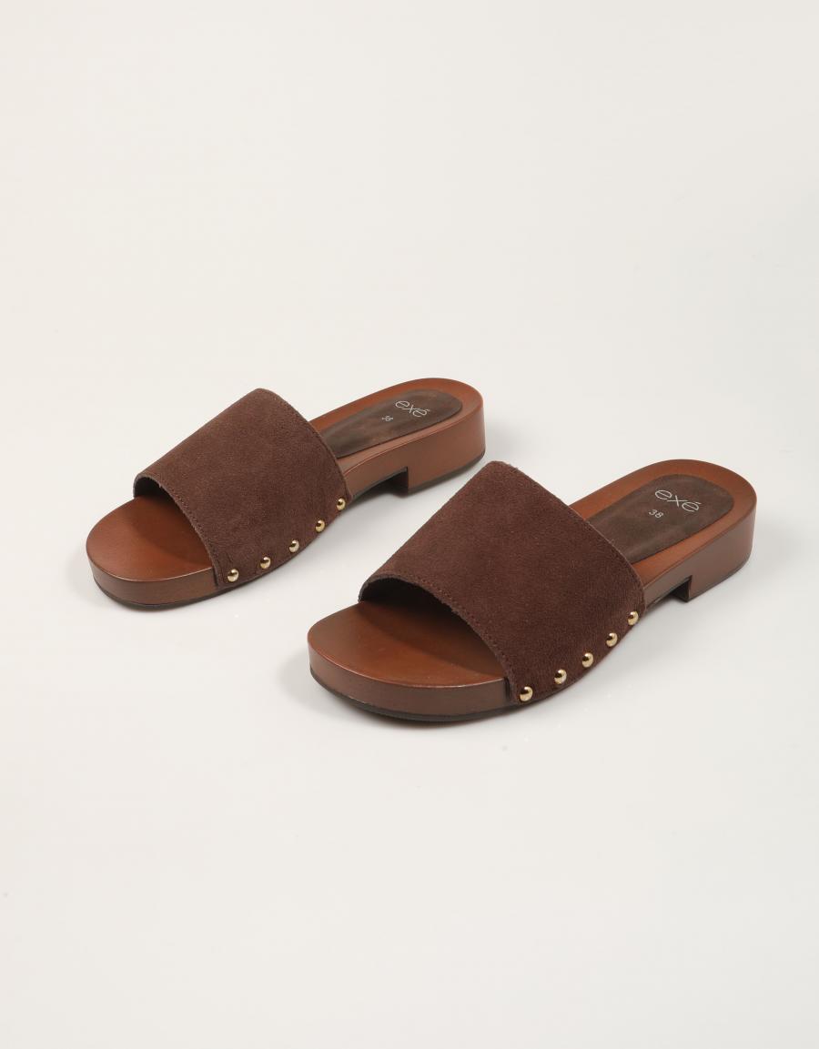 SANDALIAS EXE MADERA LISA BROWN en color Marron