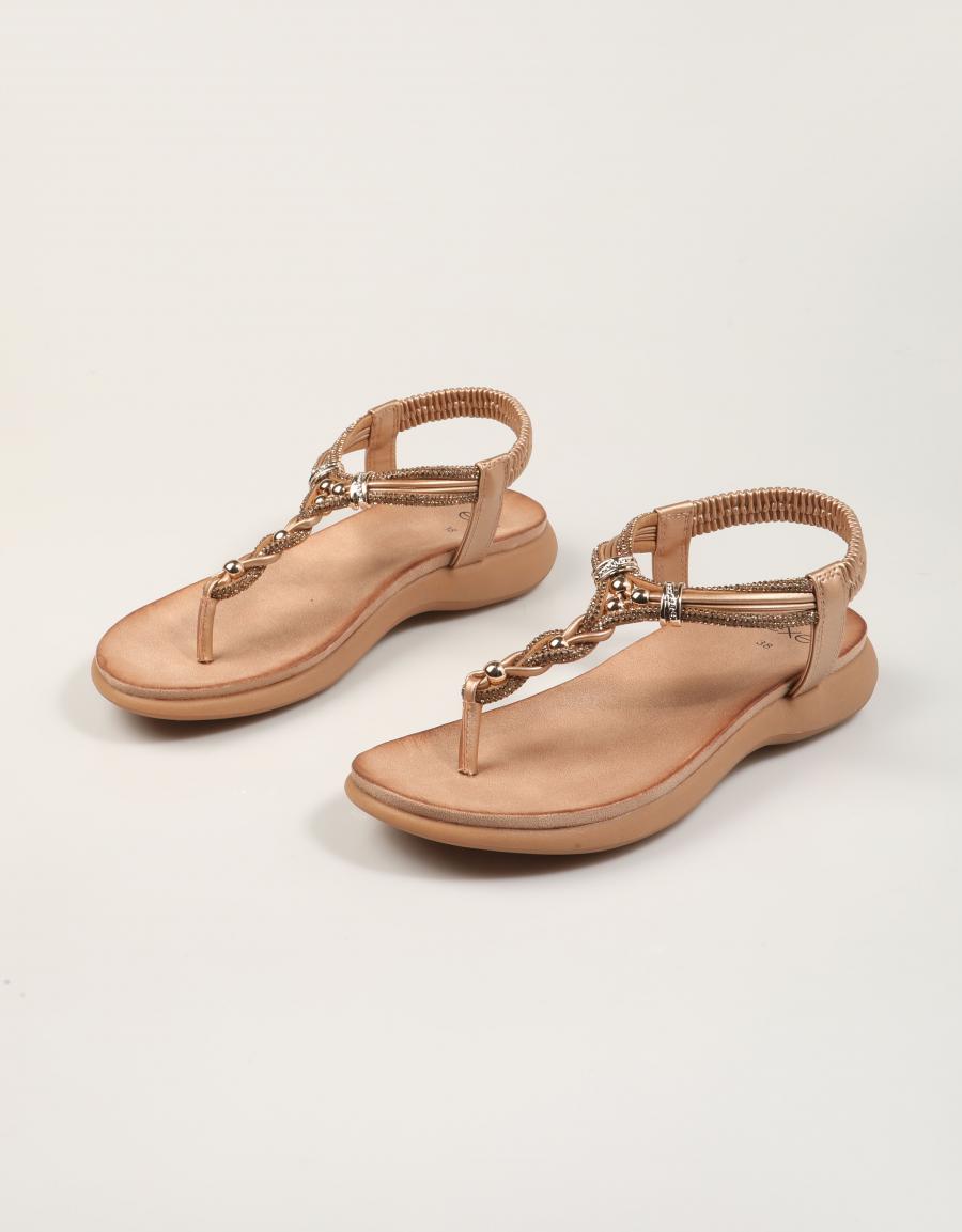 SANDALIAS EXE SANDALIA STRASS ROSE GOLD en color Marron