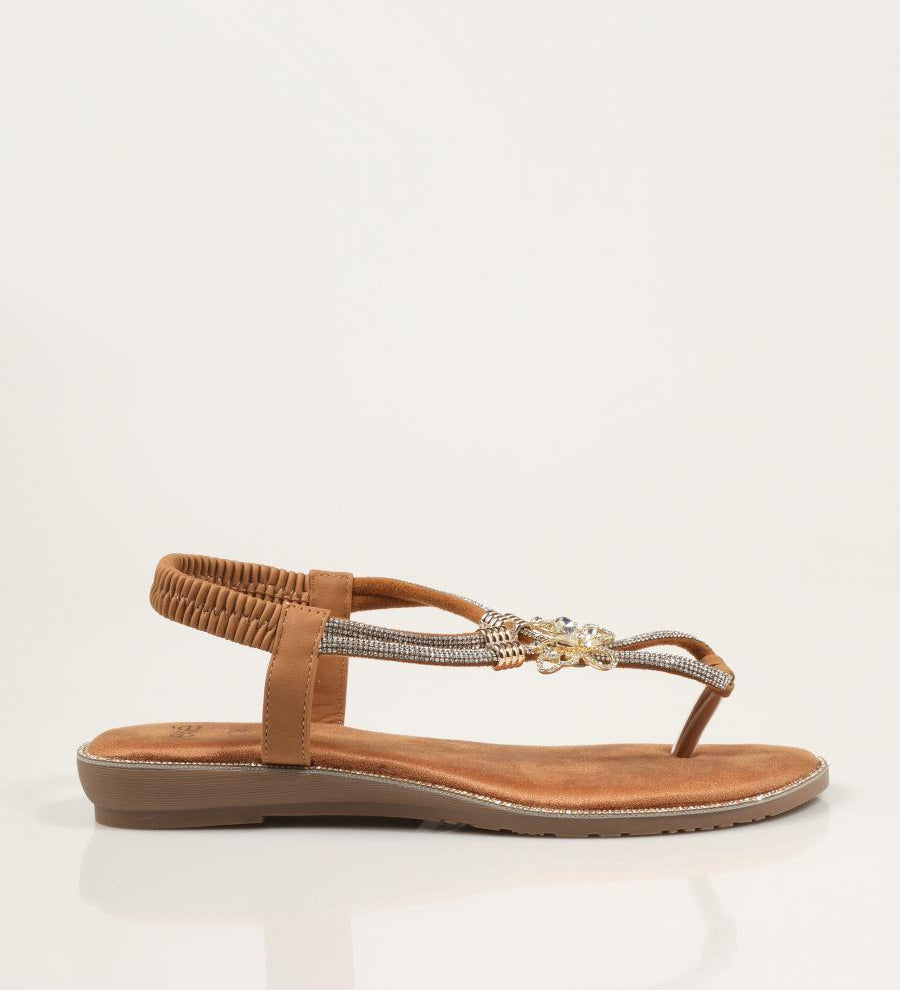 SANDALIAS EXE SANDALIA TEXTIL BROWN en color Oro