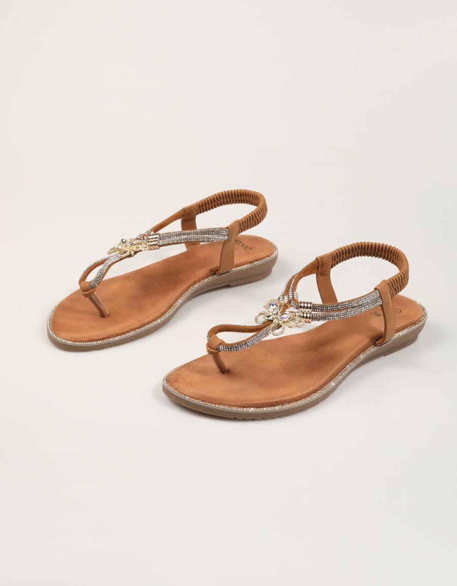SANDALIAS EXE SANDALIA TEXTIL BROWN en color Oro