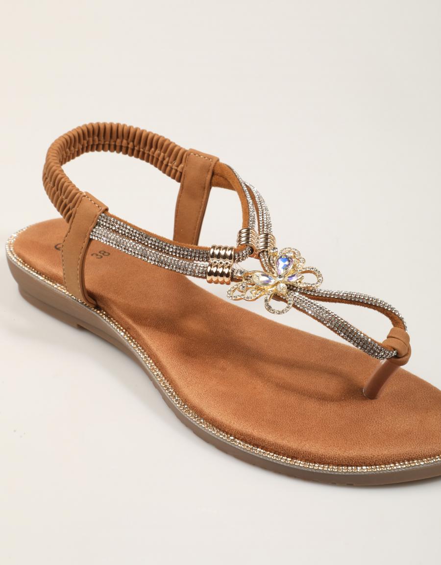 SANDALIAS EXE SANDALIA TEXTIL BROWN en color Oro